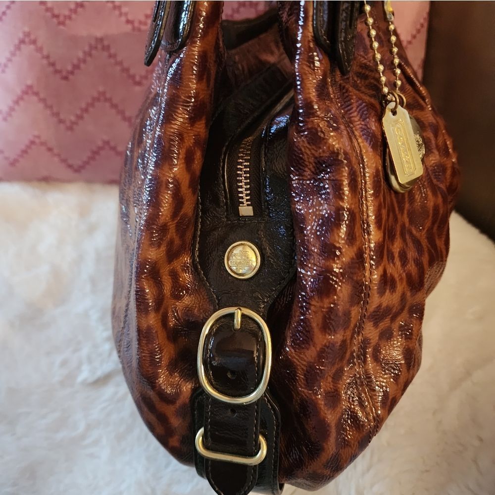 Coach Maggie Mia Patent Leather Ocelot Print Purse, Gold Hardware - Picture 4 of 14